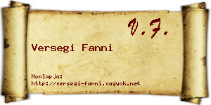 Versegi Fanni névjegykártya